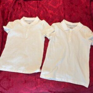 Girls Short Sleeve School Uniform White Polo shirts (2 shirts)